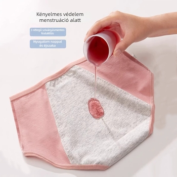Női pamut menstruációs alsó zsebbel a melegítő párnához, szivárgásmentes, magas derék, egyszínű