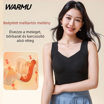 Női termo mellény beépített melltartóval, párnázott fleece, V-nyakú, dupla réteg, vastag anyag 251–300 g/m²