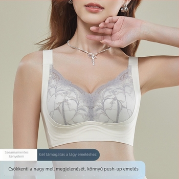 Varrás nélküli push-up melltartó oldaltámaszokkal, 3/4 kosár, vékony formázott kosár, nejlon csipke anyag, hátul négy sor kapocs