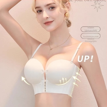 Elöl záródó melltartó, hátul nyitott, kis mellhez, push-up, 8 cm vastag párnázás, U-formájú hátsó.