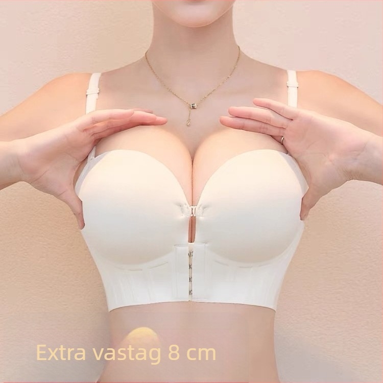 Elöl záródó melltartó, hátul nyitott, kis mellhez, push-up, 8 cm vastag párnázás, U-formájú hátsó.