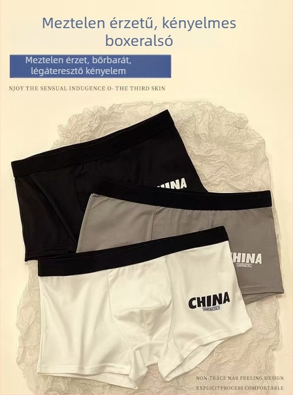 Férfi boxeralsónadrág, betűs mintával, lélegző, antibakteriális, középmagas derekú, laza szabás, Milk Silk anyag