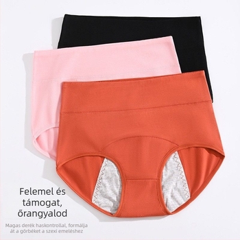 Női pamutból készült, magas derekú menstruációs fehérnemű, szivárgás elleni védelem