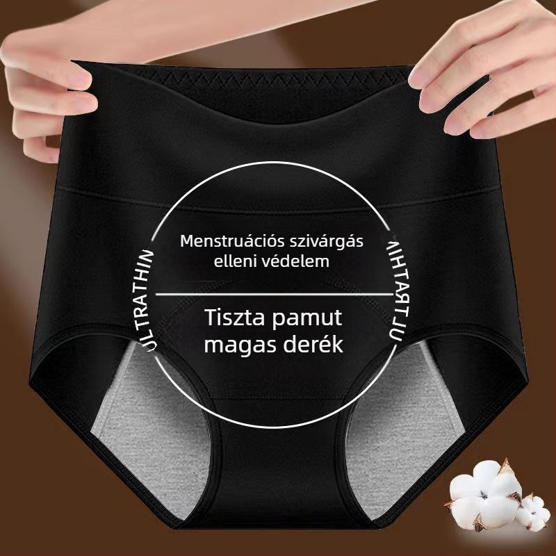 Női pamutból készült, magas derekú menstruációs fehérnemű, szivárgás elleni védelem