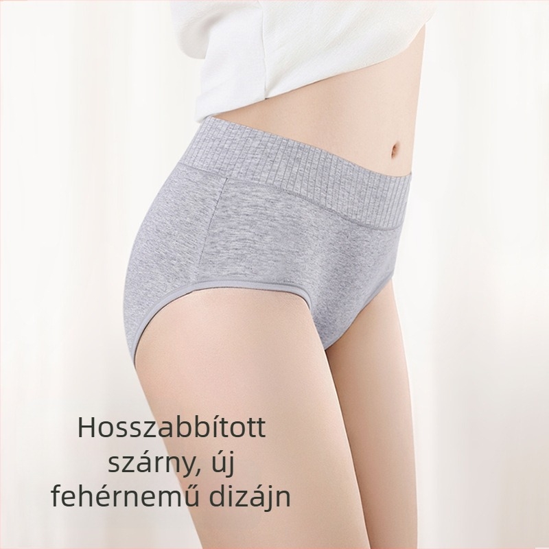 Női pamut menstruációs alsónemű középmagas derekú, hosszabbított ágyékkal, lélegző, háromrétegű szivárgás elleni védelem