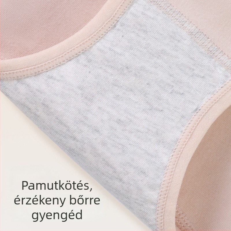 Női pamut menstruációs alsónemű középmagas derekú, hosszabbított ágyékkal, lélegző, háromrétegű szivárgás elleni védelem