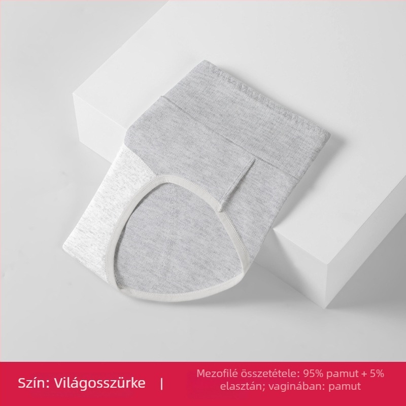 Női pamut menstruációs alsónemű középmagas derekú, hosszabbított ágyékkal, lélegző, háromrétegű szivárgás elleni védelem