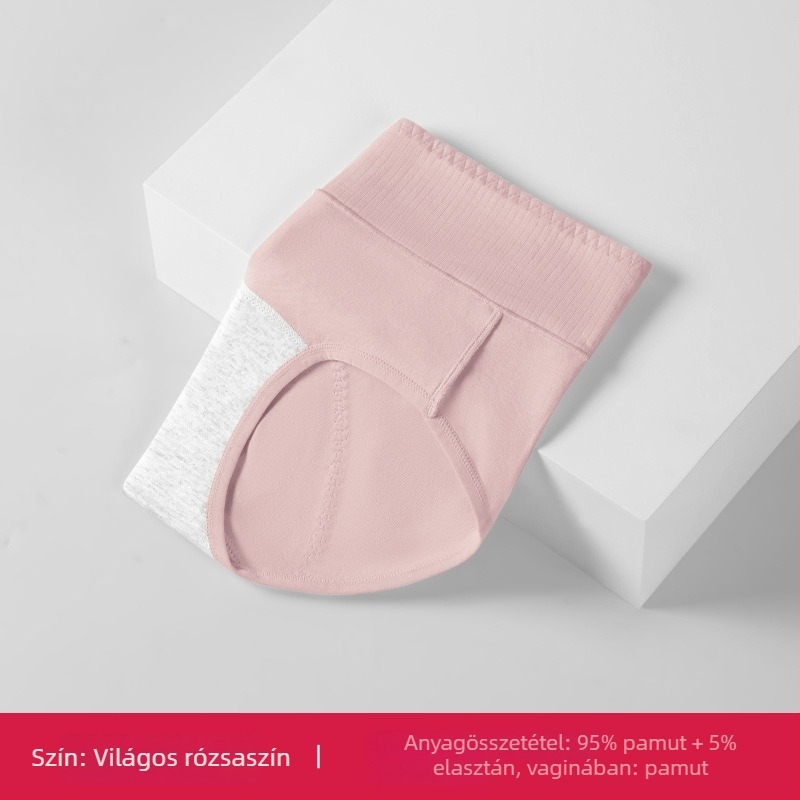 Női pamut menstruációs alsónemű középmagas derekú, hosszabbított ágyékkal, lélegző, háromrétegű szivárgás elleni védelem