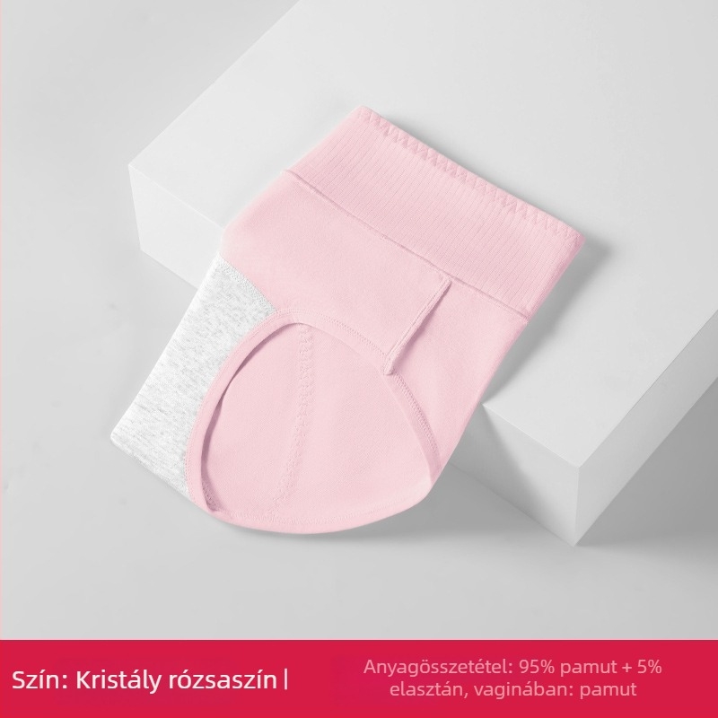Női pamut menstruációs alsónemű középmagas derekú, hosszabbított ágyékkal, lélegző, háromrétegű szivárgás elleni védelem