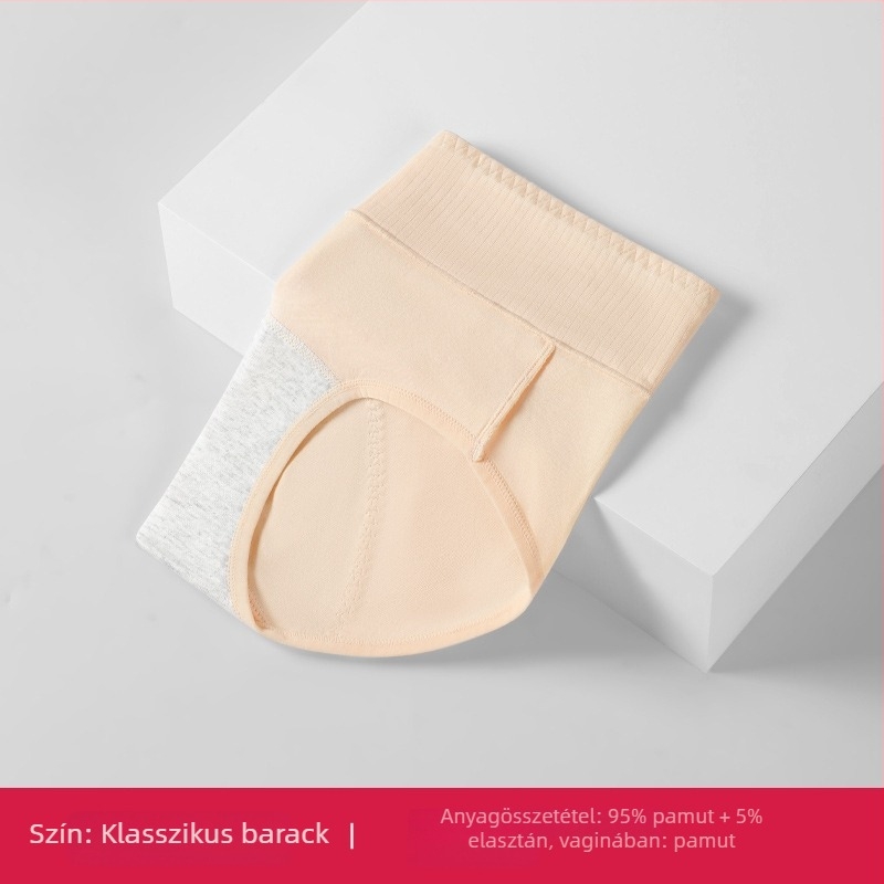 Női pamut menstruációs alsónemű középmagas derekú, hosszabbított ágyékkal, lélegző, háromrétegű szivárgás elleni védelem