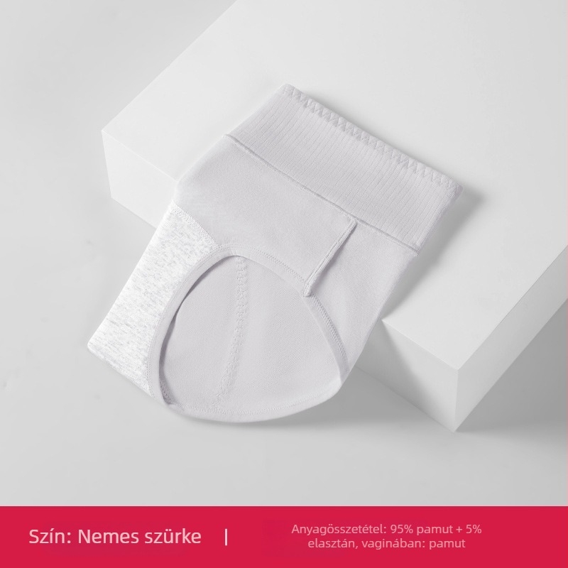 Női pamut menstruációs alsónemű középmagas derekú, hosszabbított ágyékkal, lélegző, háromrétegű szivárgás elleni védelem