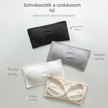 Pamutból készült vállnélküli push-up melltartó kis mellen, csúszásmentes, nyári csőtop, merevített kosár