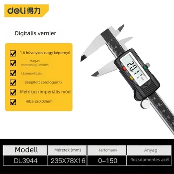 Deli digitális tolómérő 0-150 mm magas precizitás