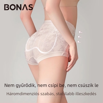 Bonas női fehérnemű, relief mintás, csipkés, antibakteriális, lélegző Jacquard nylonból, ágyéki részén selymes bélés, nagy méret