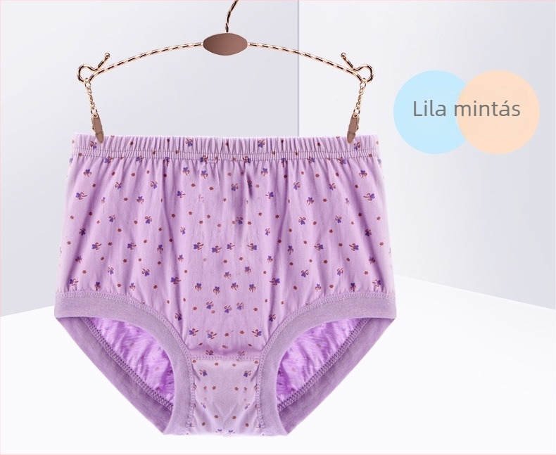 Pluszméretű pamut női magas derekú lazább fazonú alsóneműk, mintás