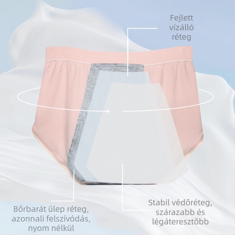 Női varrás nélküli, magas derekú menstruációs fehérnemű, szivárgásmentes, plusz méret, 100 kg-ig, 90% pamut