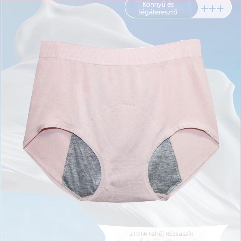 Női varrás nélküli, magas derekú menstruációs fehérnemű, szivárgásmentes, plusz méret, 100 kg-ig, 90% pamut