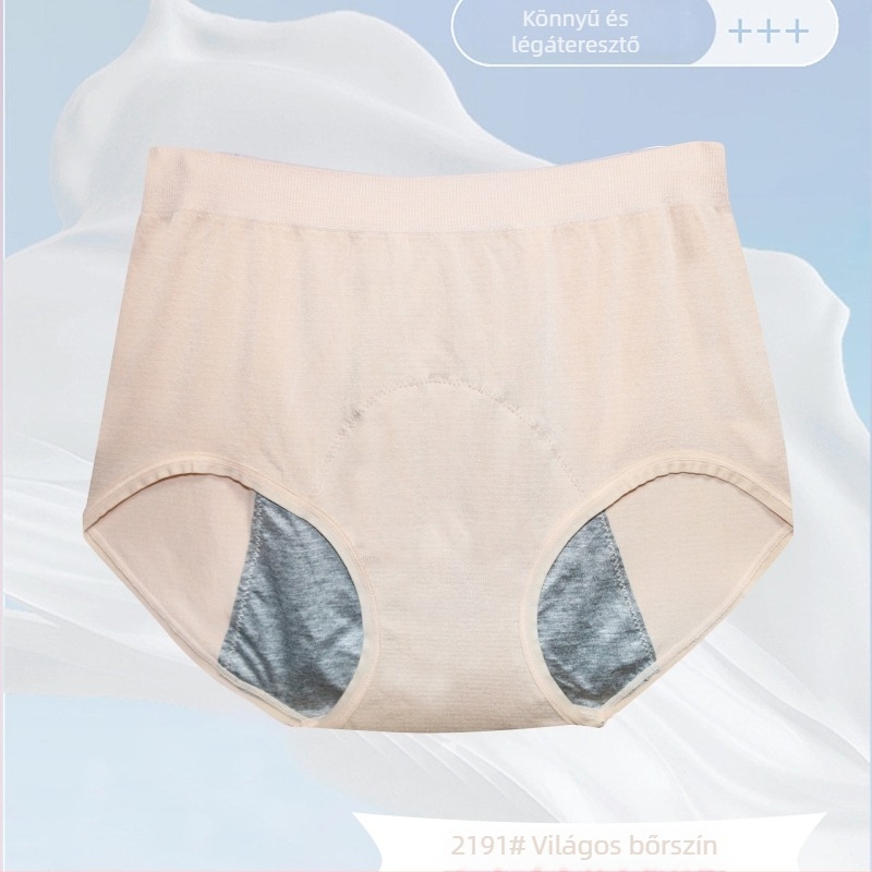 Női varrás nélküli, magas derekú menstruációs fehérnemű, szivárgásmentes, plusz méret, 100 kg-ig, 90% pamut