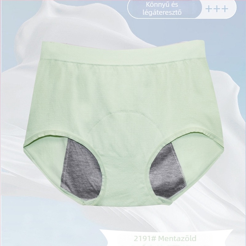 Női varrás nélküli, magas derekú menstruációs fehérnemű, szivárgásmentes, plusz méret, 100 kg-ig, 90% pamut