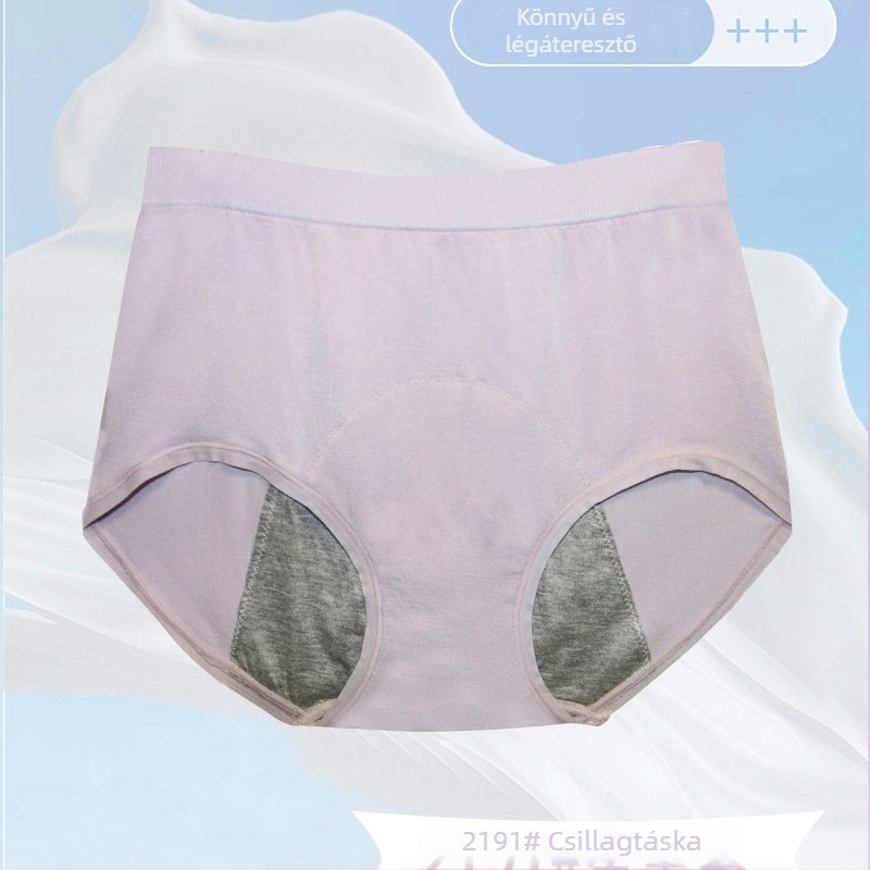 Női varrás nélküli, magas derekú menstruációs fehérnemű, szivárgásmentes, plusz méret, 100 kg-ig, 90% pamut