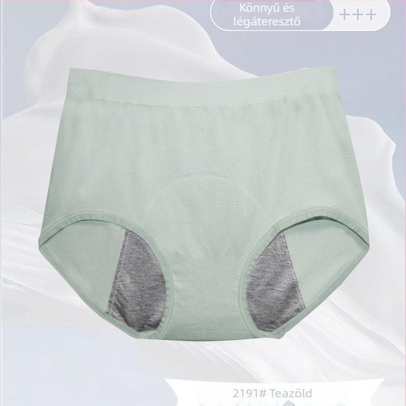 Női varrás nélküli, magas derekú menstruációs fehérnemű, szivárgásmentes, plusz méret, 100 kg-ig, 90% pamut