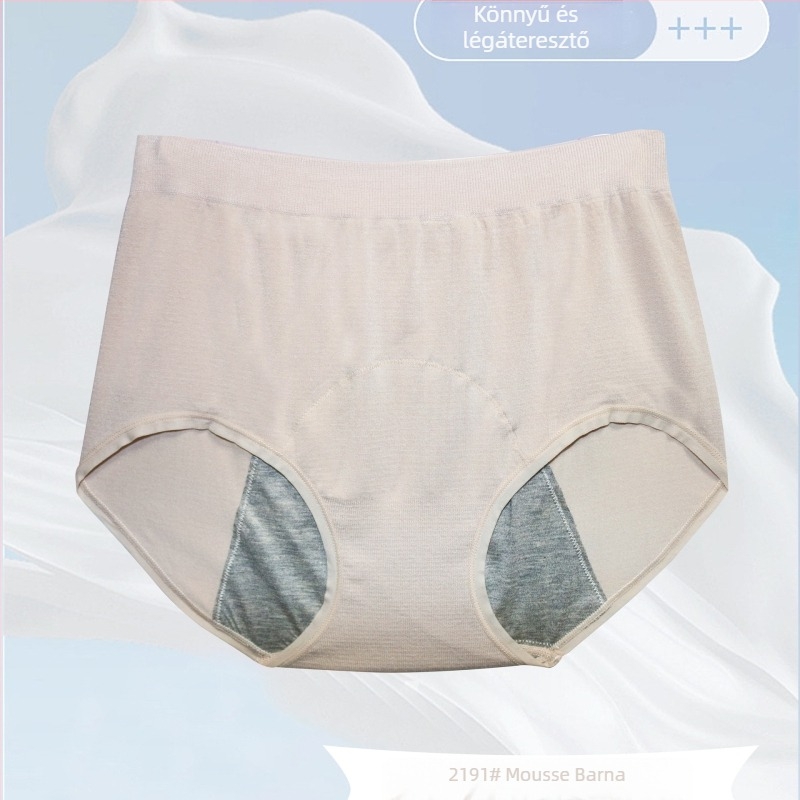 Női varrás nélküli, magas derekú menstruációs fehérnemű, szivárgásmentes, plusz méret, 100 kg-ig, 90% pamut