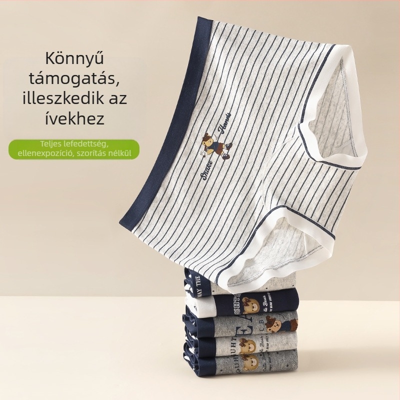 Női középmagas boxeralsó 100% pamutból, antibakteriális, lélegző, kötött anyagból