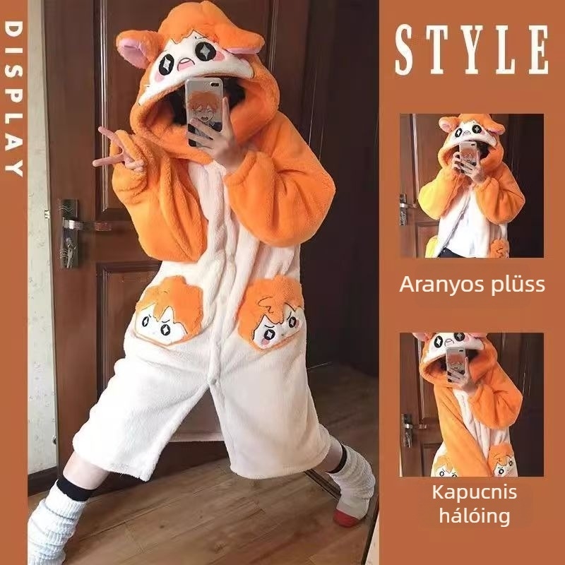 Hinata Shōyó karikatúra sportos pizsama-köntös, téli vastag korall velúr, otthoni viselet nőknek