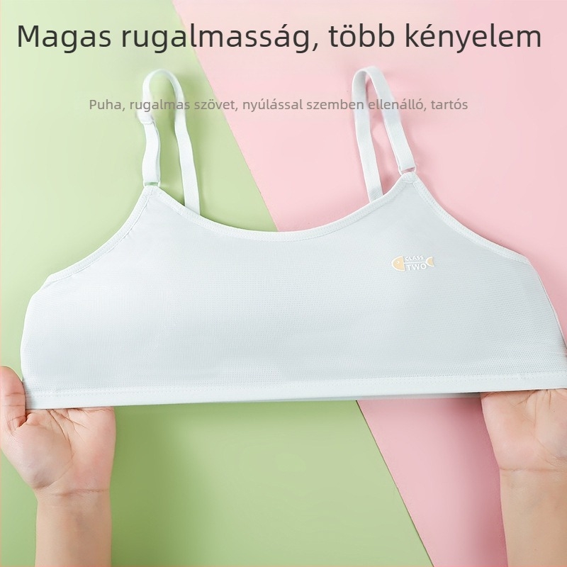 Pubertáskorú lányoknak szánt fehérnemű, teljes kosár, vékony formázó kosár, nylon lélegző, tubus felső fix kettős vállpánttal