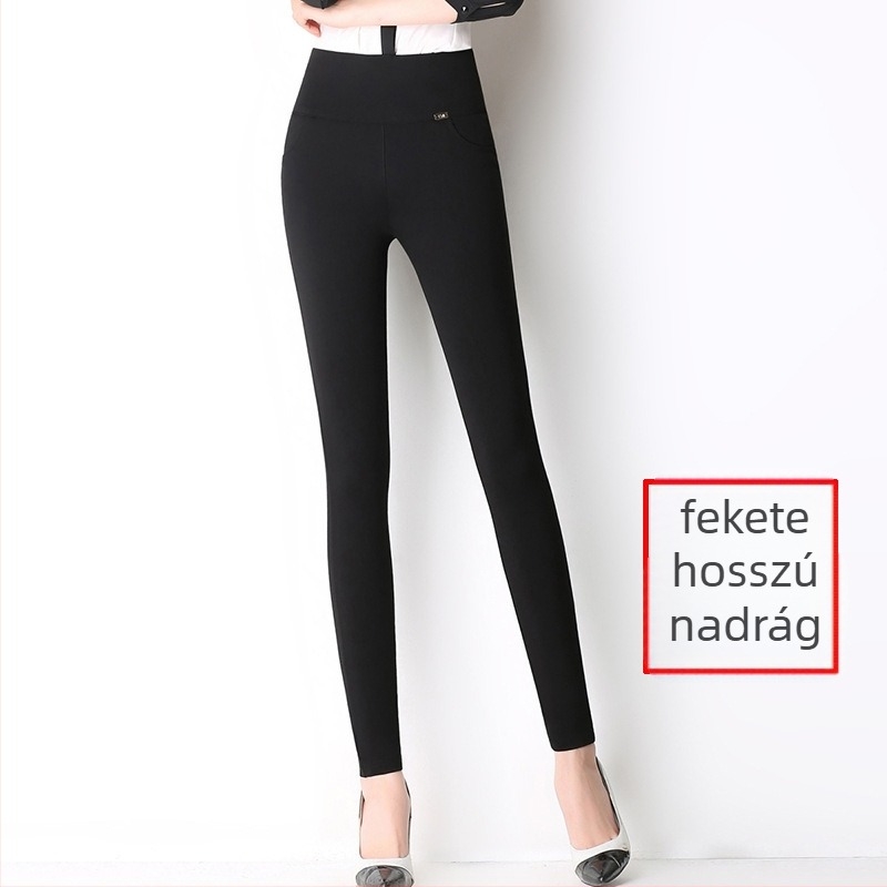 Női magas derekú cropped leggings - ceruza-stílus, szűk szabás, egyszínű mintázat