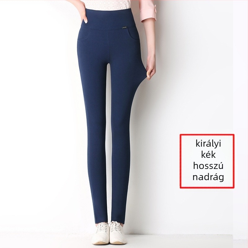 Női magas derekú cropped leggings - ceruza-stílus, szűk szabás, egyszínű mintázat