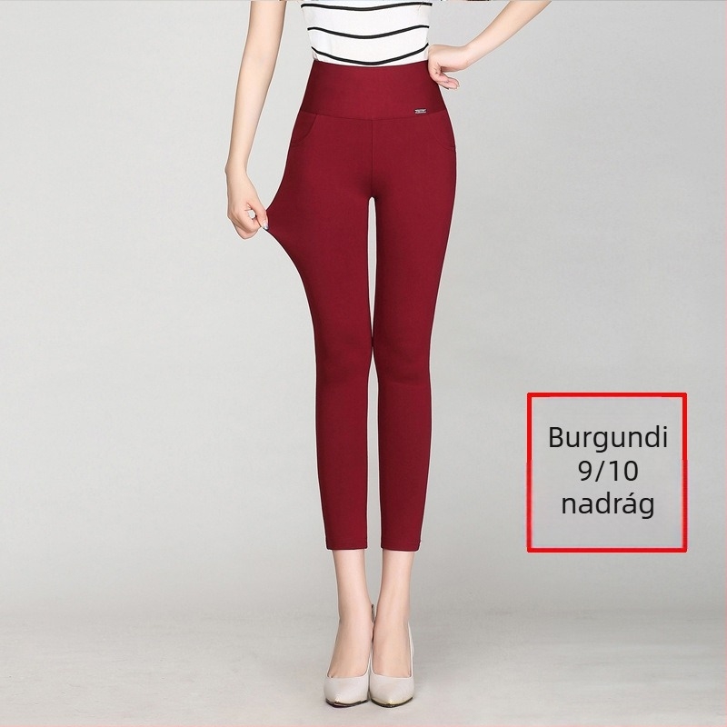 Női magas derekú cropped leggings - ceruza-stílus, szűk szabás, egyszínű mintázat