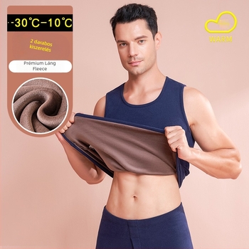 Férfi termomellény kationos fűtéssel, lángoló velúrral, belső fleece, extra vastag, dupla réteg