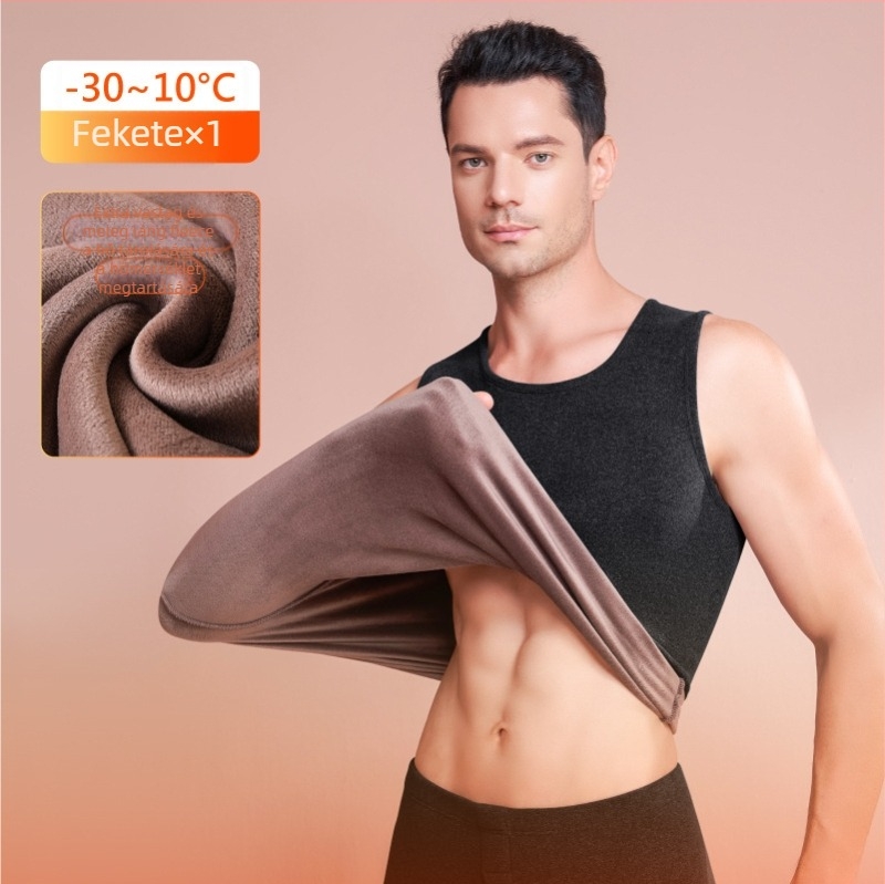 Férfi termomellény kationos fűtéssel, lángoló velúrral, belső fleece, extra vastag, dupla réteg