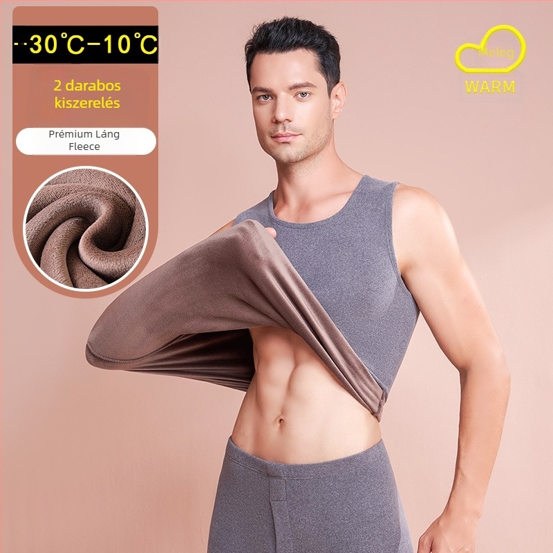 Férfi termomellény kationos fűtéssel, lángoló velúrral, belső fleece, extra vastag, dupla réteg