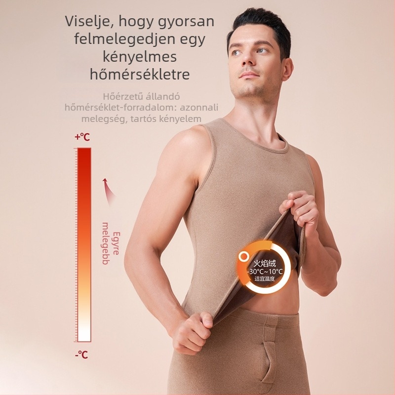 Férfi termomellény kationos fűtéssel, lángoló velúrral, belső fleece, extra vastag, dupla réteg