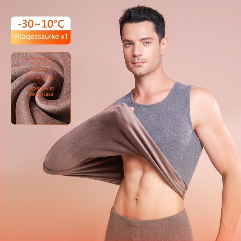 Férfi termomellény kationos fűtéssel, lángoló velúrral, belső fleece, extra vastag, dupla réteg