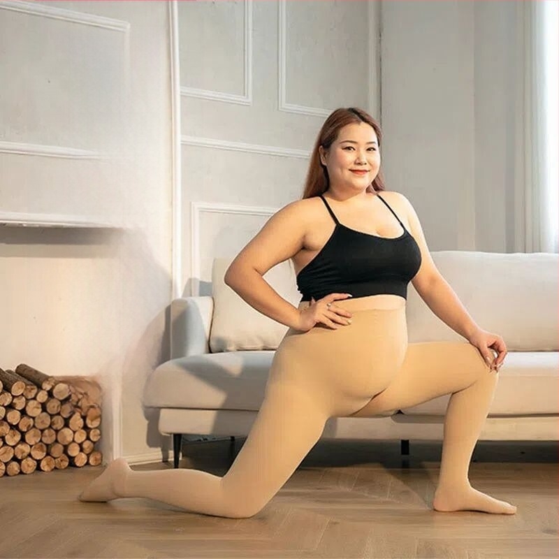 Plusz méretű bőrszínű velúr leggings bare-leg hatással, őszi-téli vastag harisnyanadrág, nagy méret