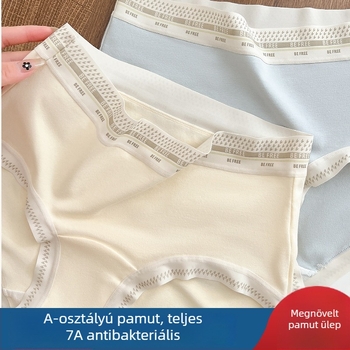 Női pamut alsónemű, A osztály, középmagas derekú, antibakteriális, lélegző, bővített ágyék területű, plusz méret, modell 8811