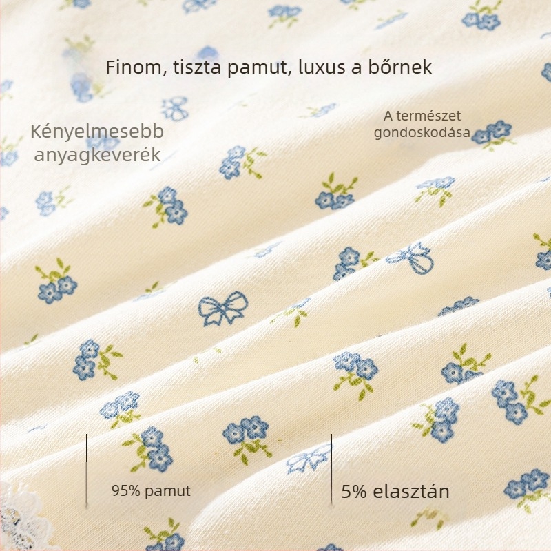 Virágmintás pamut női alsó, középmagas derekú, antibakteriális 10A, lélegző, plusz méret