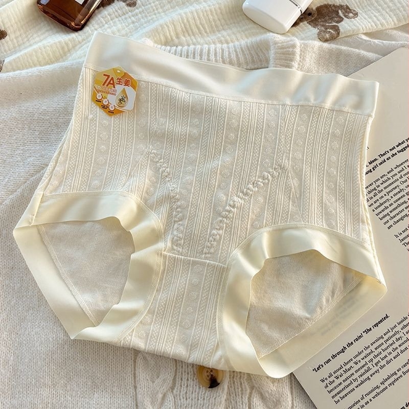 [7A Antibacterial] Magas derekú női fehérnemű pamutból, bélés Mulberry Silk, légáteresztő, virágmintás, plusz méret