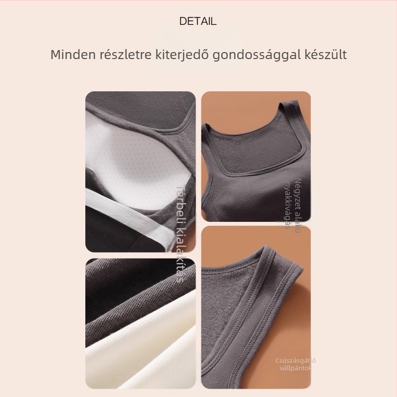 Yizixin női őszi-téli mellény beépített melltámaszokkal, meleg bolyhos belsővel, karcsúsított fazon, elegáns hátsó rész, külső ruházathoz ideális
