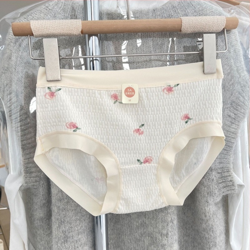 Plusz méretű 5A antibakteriális jacquard pamut női alsónemű gyümölcsmintával, 100% pamut, kötött, őszi-téli szezonra.