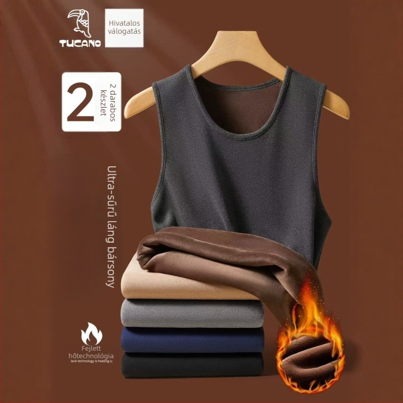 Woodpecker férfi melegítő mellény fleece-béléssel, vastag, őszi-téli