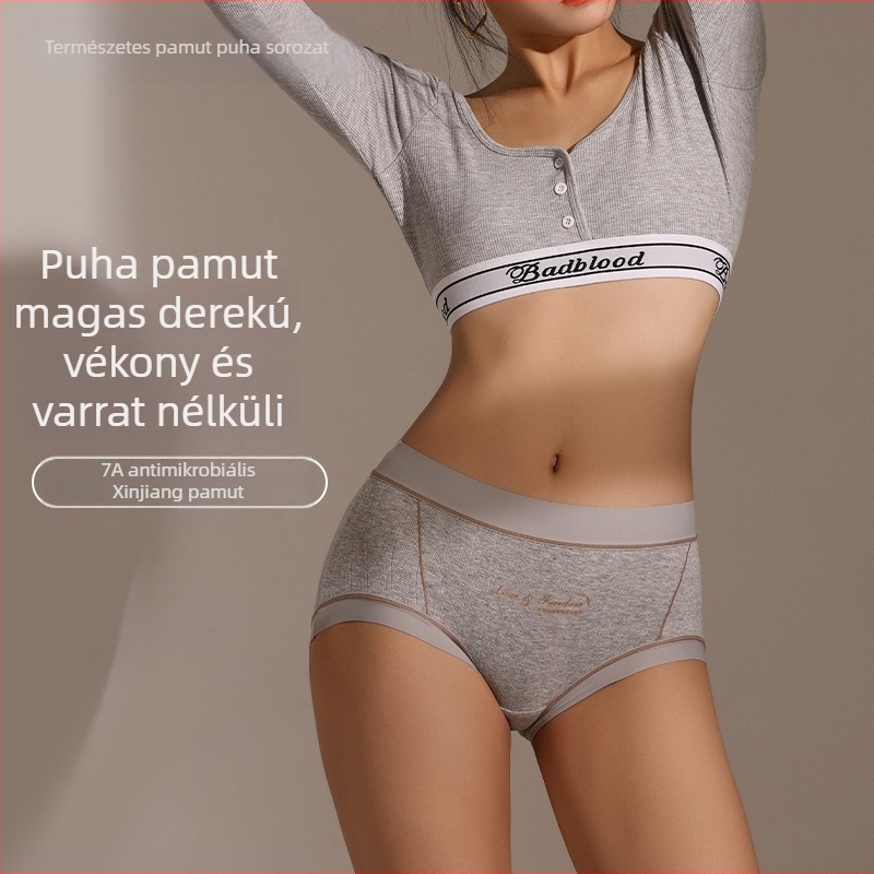 Női pamut alsó mulberry selyem bélésével, magas derék, lélegző és antibakteriális