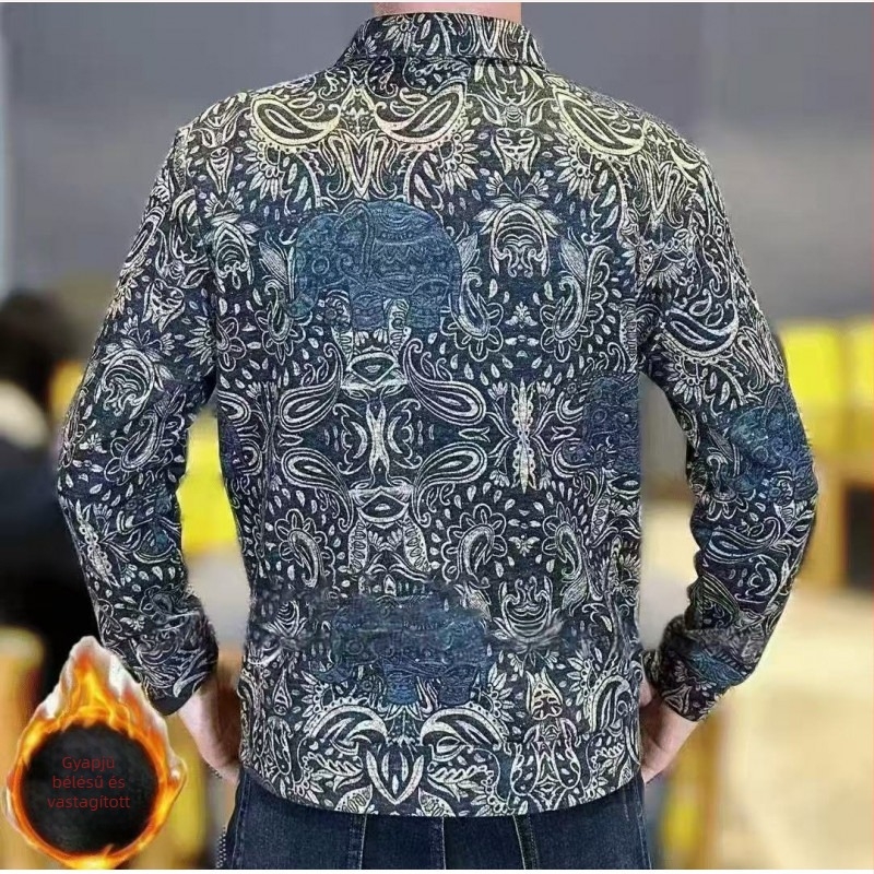 Flís béléses slim-fit férfiing, galléros, hosszú ujjú, őszi-téli