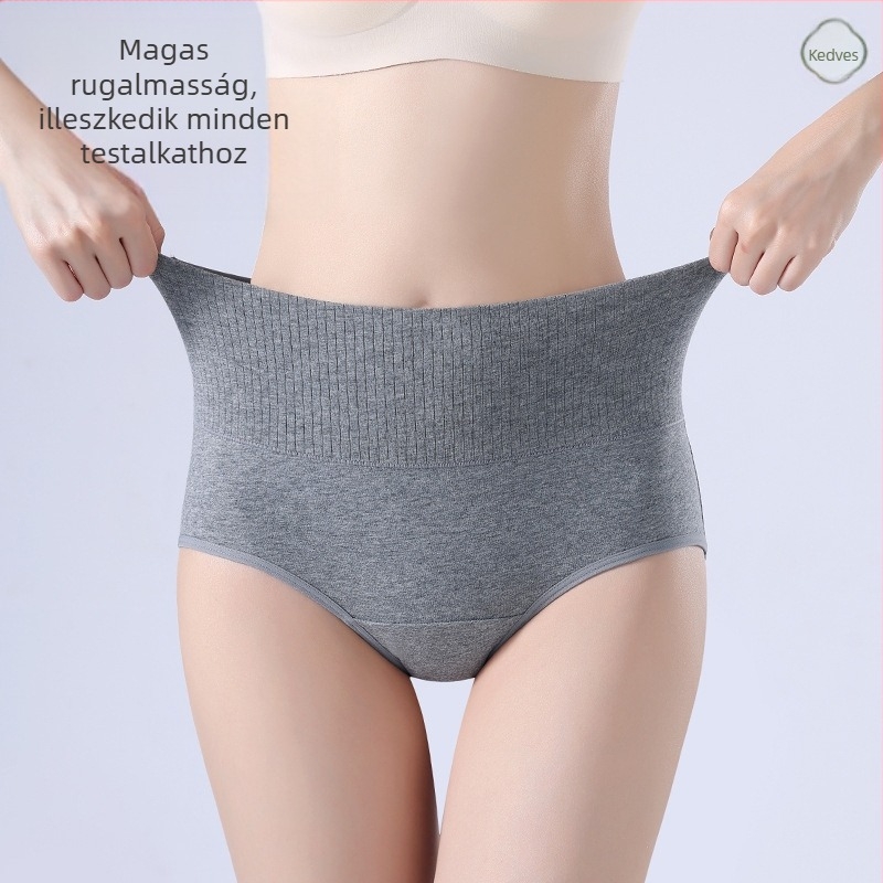 Női pamut alsóneműek magas derékkal, antibakteriális, lélegző, plusz méret, színes