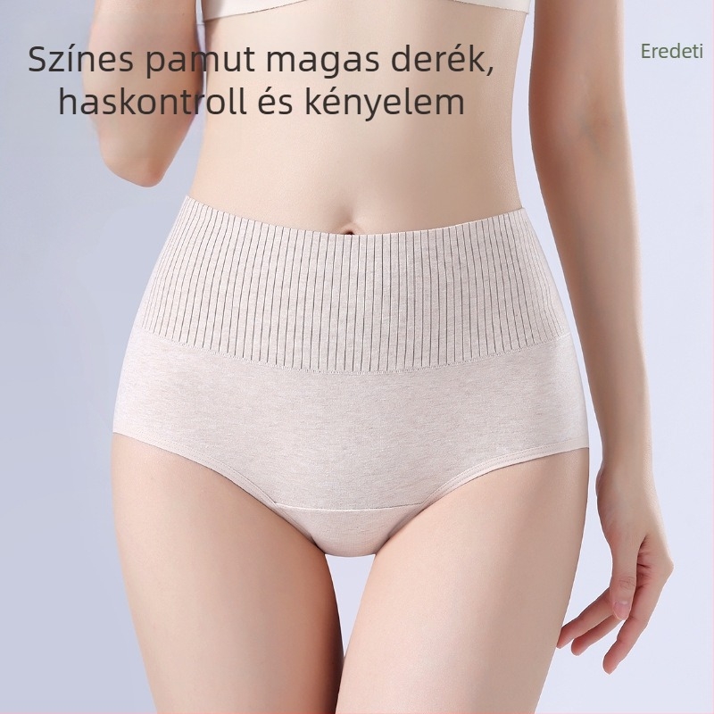 Női pamut alsóneműek magas derékkal, antibakteriális, lélegző, plusz méret, színes