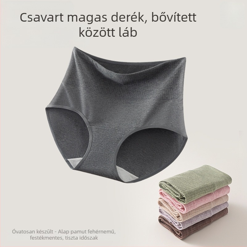 Női pamut alsóneműek magas derékkal, antibakteriális, lélegző, plusz méret, színes