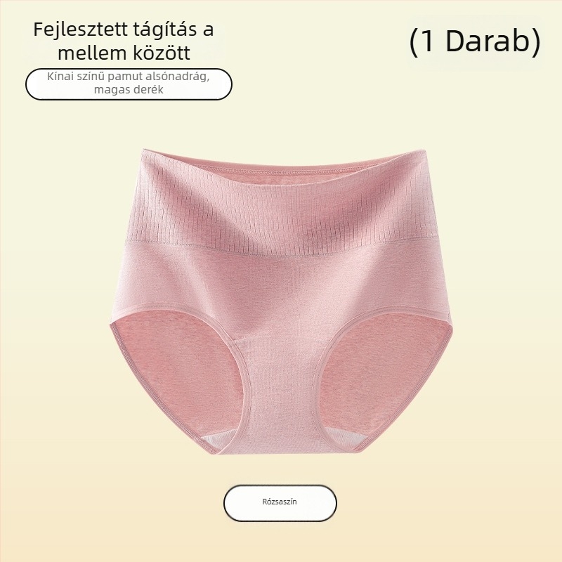 Női pamut alsóneműek magas derékkal, antibakteriális, lélegző, plusz méret, színes